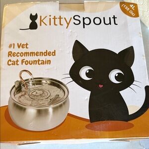 Stainless Steel Cat Fountain - Silver